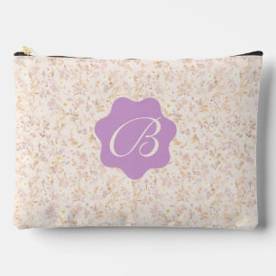 Pastel Beige And Purple Floral  Accessory Pouch