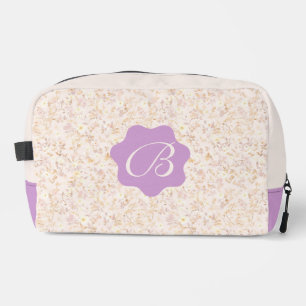 Pastel Beige And Purple Floral Dopp Kit