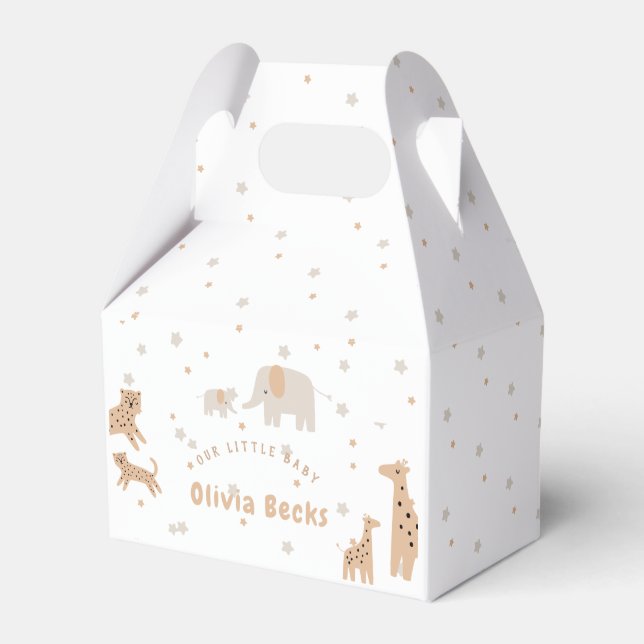 Pastel Beige Cute Illustrative Baby Shower Favor Box (Front Side)
