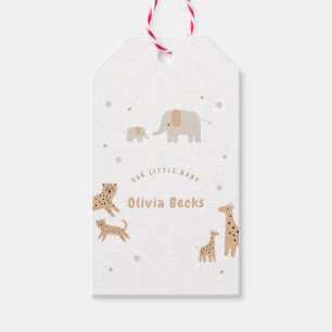 Pastel Beige Cute Illustrative Baby Shower Gift Tags