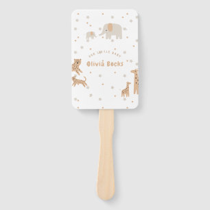 Pastel Beige Cute Illustrative Baby Shower Hand Fan