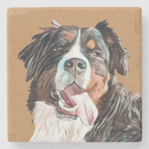 Pastel Bernese Mountain Dog Marble Coaster