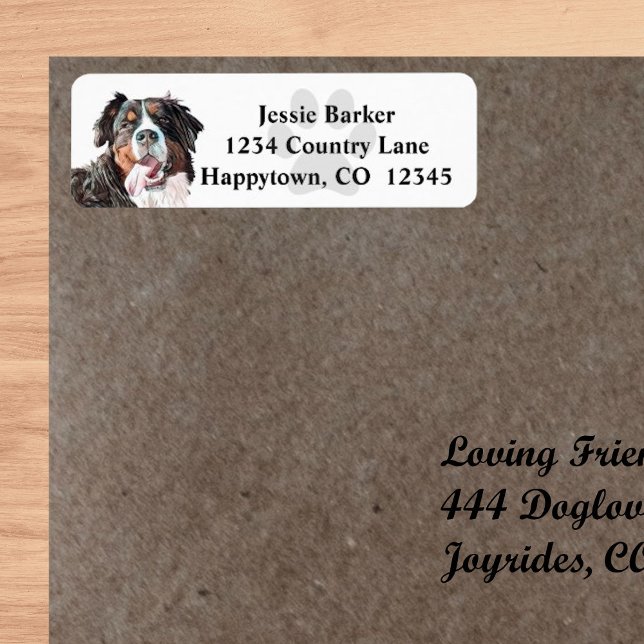 Pastel Bernese Mountain Dog Return Address Label (Creator Uploaded)