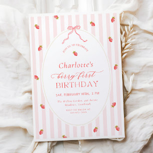 Pastel Berry First Birthday Invitation