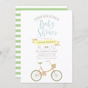 Pastel Bicycle Baby Shower Invite