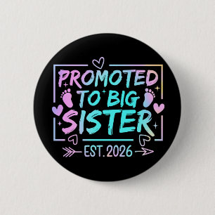 Pastel Big Sister 2026 Unique Pregnancy Reveal 2 Inch Round Button