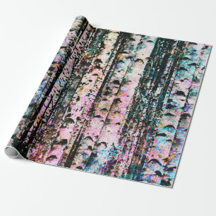 Pastel Birch Trees Wrapping Paper