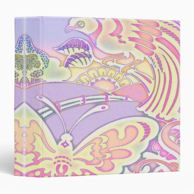 pastel birds and butterflies notebook binder (Front/Spine)