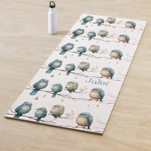 Pastel Birds Pattern Calm Nature Fitness Yoga Mat