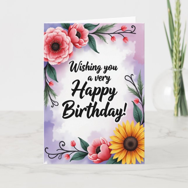 Pastel Birthday Bloom Card (Front)