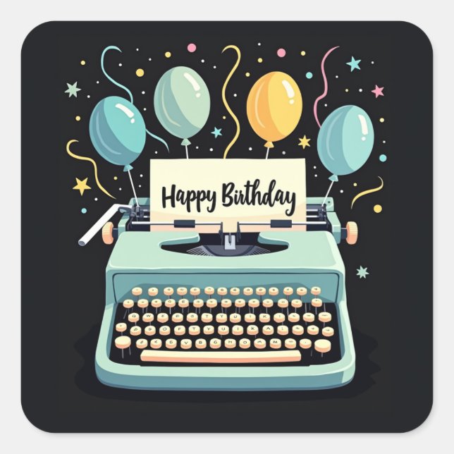 Pastel Birthday Square Sticker (Front)