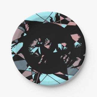 Pastel Black Blue Pink Grey abstract Paper Plate