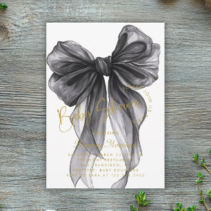 Pastel Black Bow Coquette Modern Baby Shower  Invitation