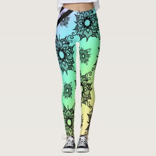 Pastel Black Floral Pattern Leggings