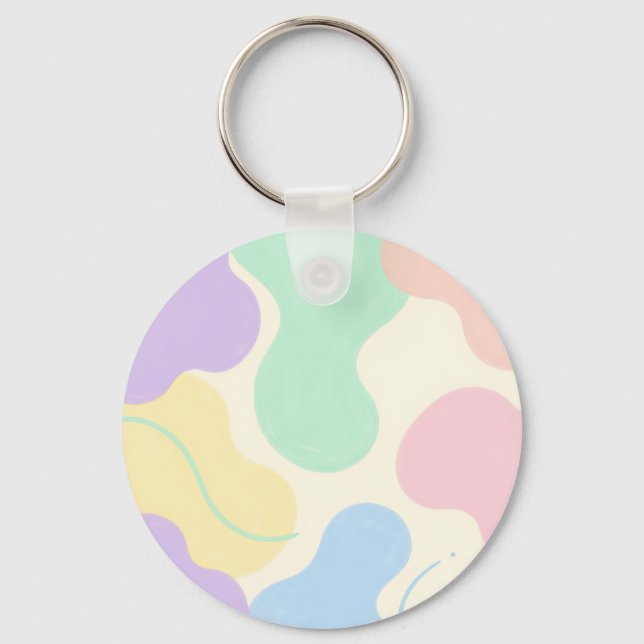 Pastel Blob Abstract Organic Shapes Keychain (Front)