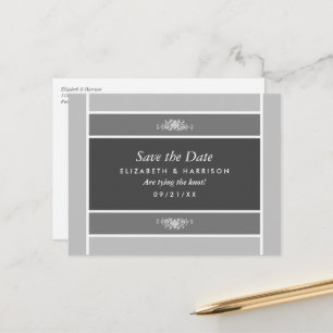 Pastel Block - Siver Grey - Wedding Save the Date Announcement Postcard