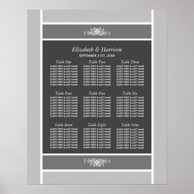 Pastel Block - Siver Grey - Wedding Seating Chart (Front)