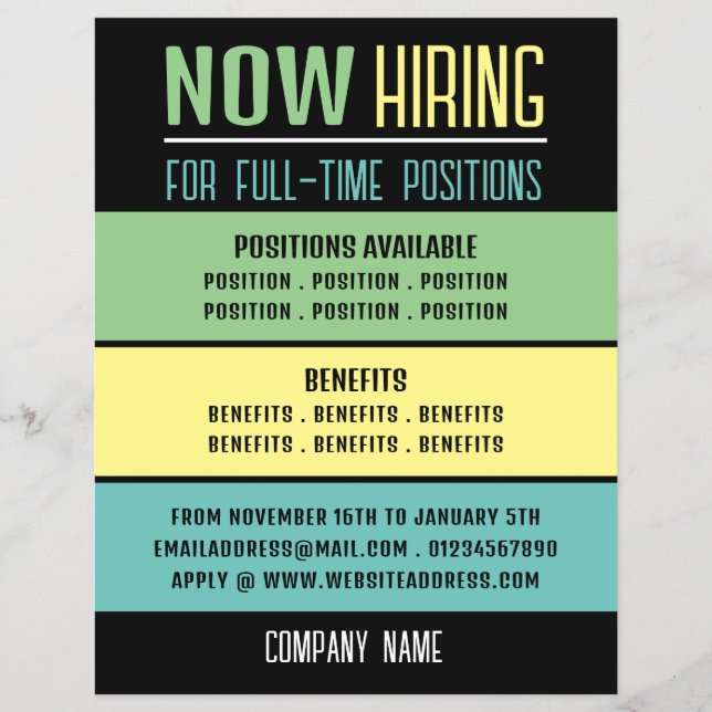 Pastel Blocks Job Vacancy Recruitment Advertising Flyer (Front)