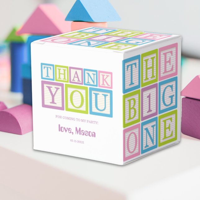 Pastel Blocks The Big One Thank You Favor Box (Creator Uploaded)