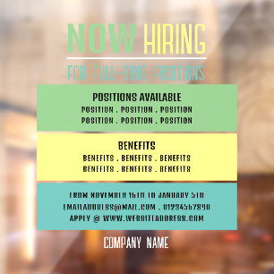 Pastel Blocks Vacancy Recruitment Advertising Window Cling
