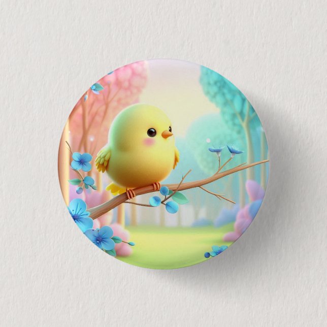 Pastel Bloom Keychain — Floral Charm for Bags & Ke 1 Inch Round Button (Front)