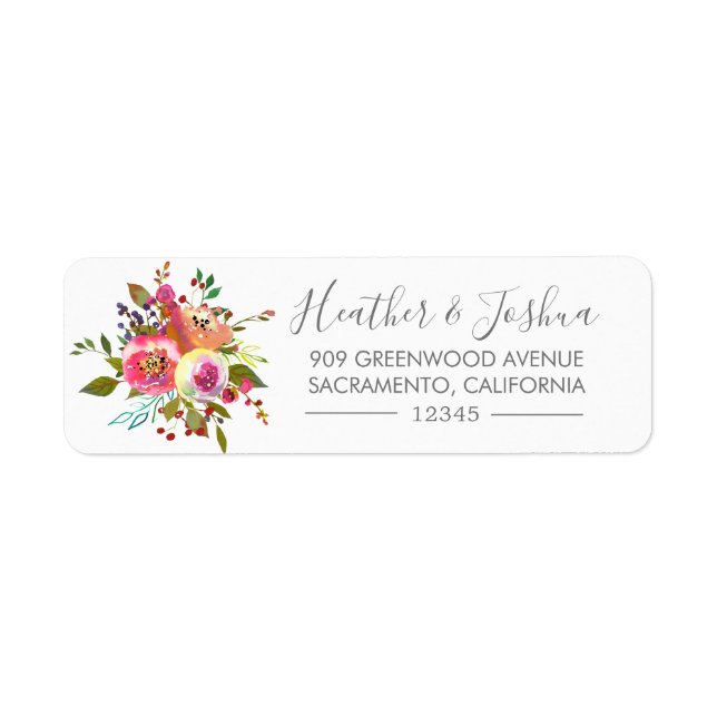 Pastel Blooms Fantasy Floral Return Address (Front)