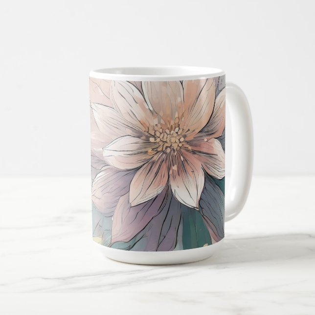 Pastel Blossom Burst: Floral Explosion Pattern Coffee Mug (Front Right)
