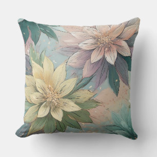 Pastel Blossom Burst: Floral Explosion Pattern Throw Pillow