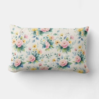 pastel blossom field lumbar pillow
