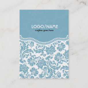 Pastel Blu& White Vintage Floral Damask-Customized Business Card