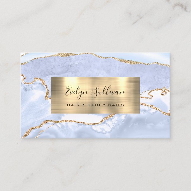 pastel blue Agate Business Card (Front)