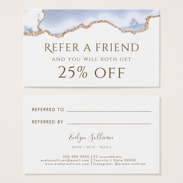 pastel blue Agate Referral Card (Front & Back)