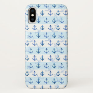 Pastel Blue Anchor Pattern Case-Mate iPhone Case