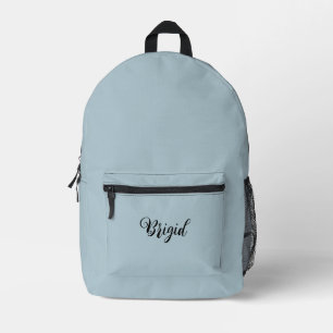 Pastel Blue and Black Elegant Personalized Name Printed Backpack