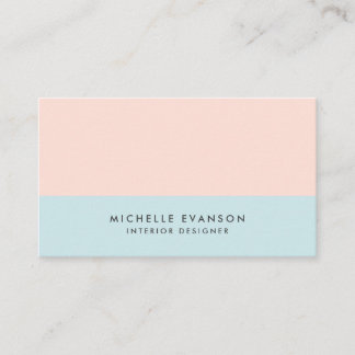 Pastel Blue and Blush Pink Colorblock Simple Business Card
