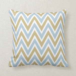 Pastel Blue and Brown Chevron Zigzag Throw Pillow