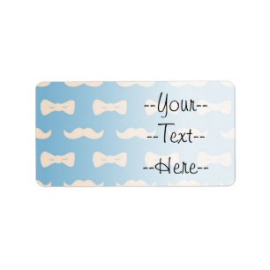 Pastel Blue and Cream Moustache Pattern Label