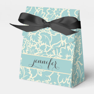Pastel Blue And Creme Floral Damasks Favor Box