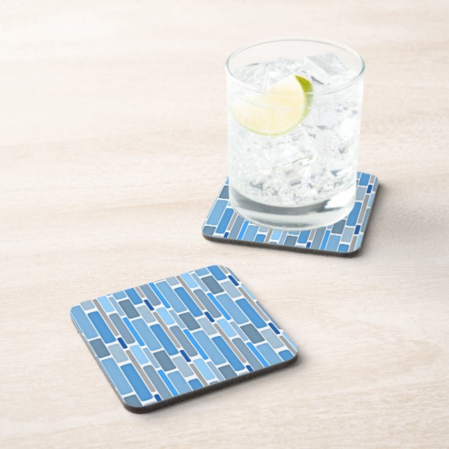 Pastel Blue and Grey Pattern Coaster (Right Side)