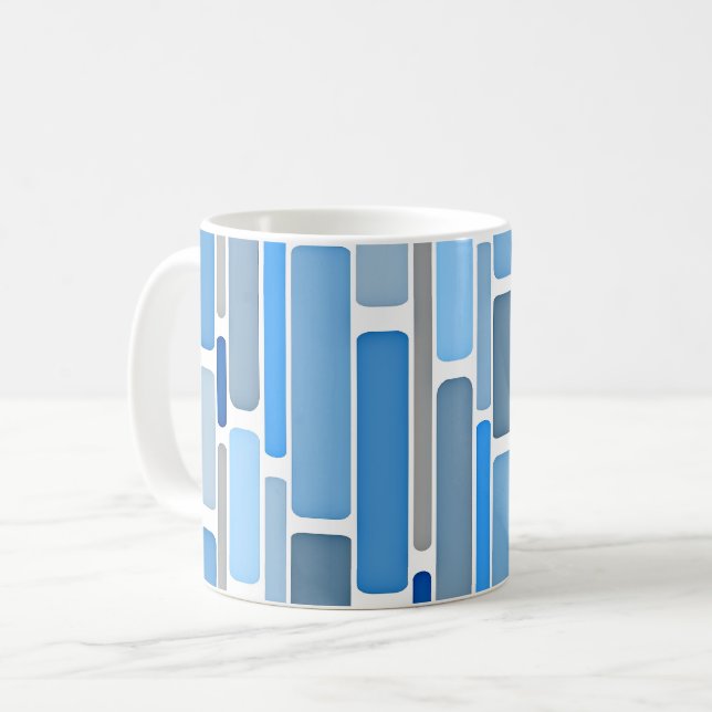 Pastel Blue and Grey Pattern, Coffee Mug (Front Left)