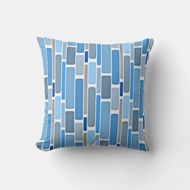 Pastel Blue and Grey Pattern Throw Pillow (Front)