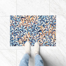 Pastel Blue and Peach Leaves