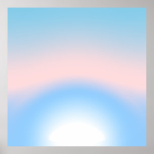 Pastel blue and pink radial gradient colours poster