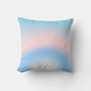 Pastel blue and pink radial gradient colours throw pillow