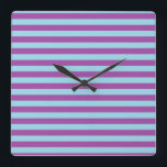 Pastel Blue and Purple Stripes Square Wall Clock<br><div class="desc">Abstract digital art of pastel blue and purple stripes</div>