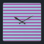 Pastel Blue and Purple Stripes Square Wall Clock<br><div class="desc">Abstract digital art of pastel blue and purple stripes</div>