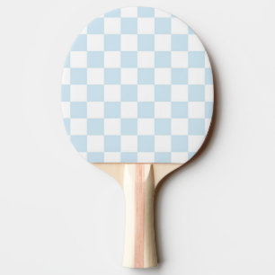 Pastel Blue and White Checkerboard Ping Pong Paddle