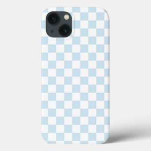 Pastel Blue and White Chequerboard iPhone 13 Case