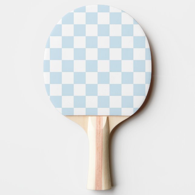 Pastel Blue and White Chequerboard Ping Pong Paddle (Back)