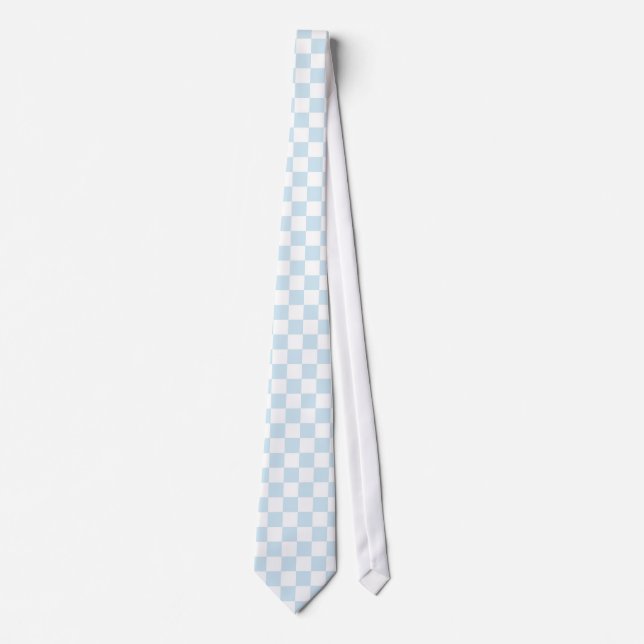 Pastel Blue and White Chequerboard Tie (Front)